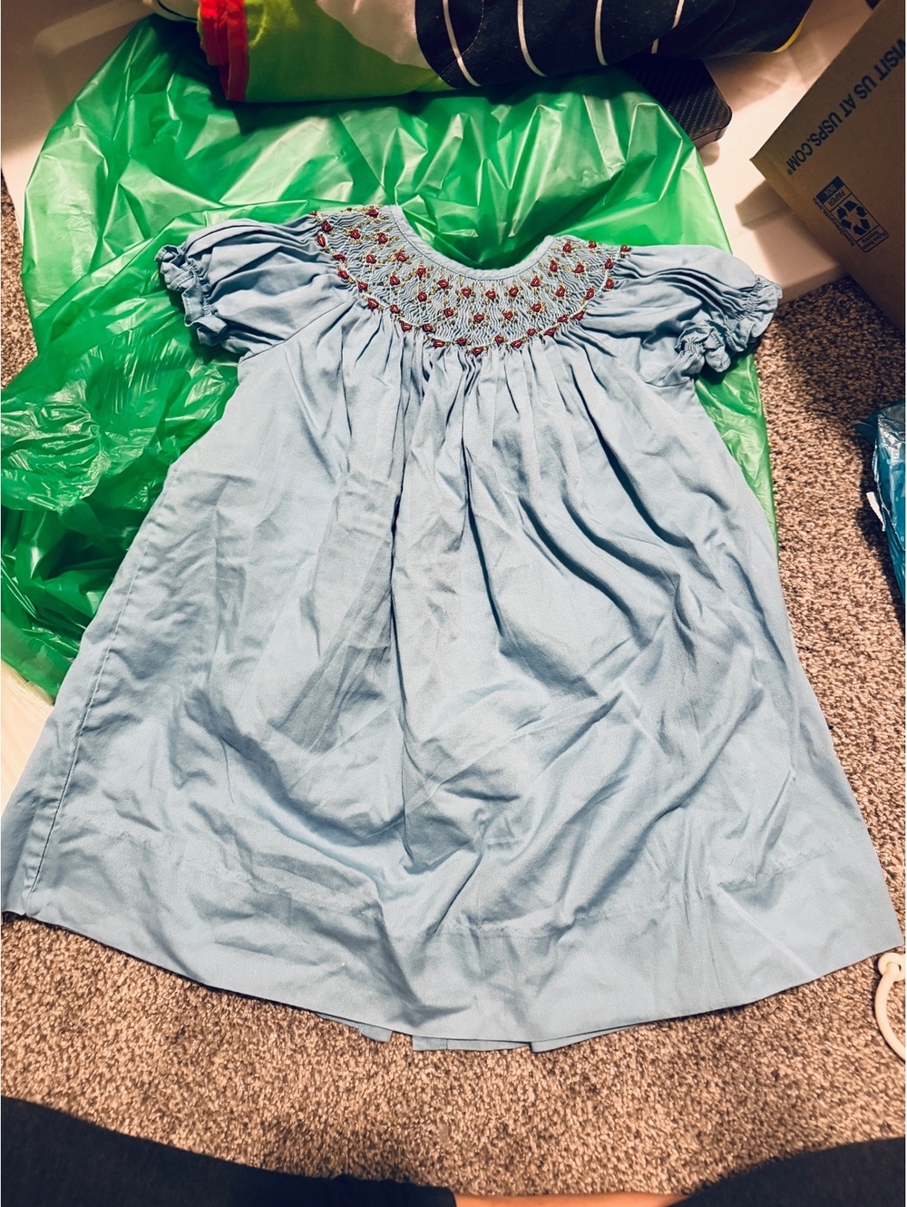 Angel's Kids Light Blue Embroidered Toddler Dress 18M